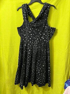 ASOS Starry Off the Shoulder Fit n Flare Dress 18 Black White